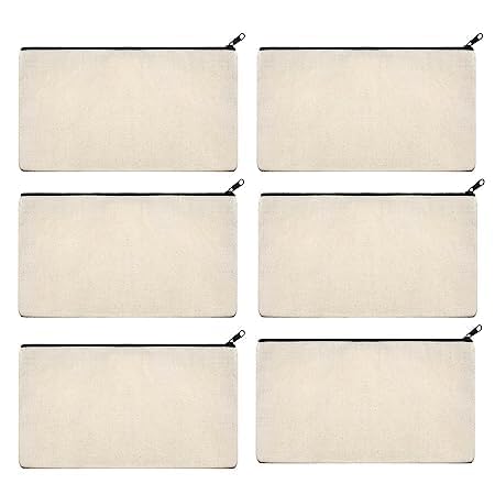 DIY Craft Blank Bag Canvas Makeup Pencil Pouch with Zipper- Multipurpose Pen Pencil Case Cotton Canvas Cosmetic Bag Travel Cosmetic Bag (6)-image-7