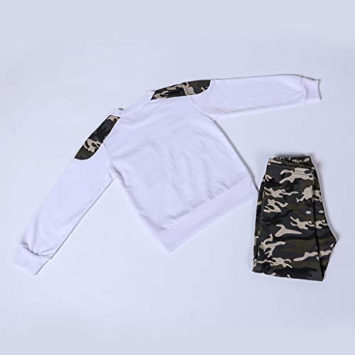 Conjunto de pantalones de camuflaje blanco ropa de dos piezas niños 9-11 años 5