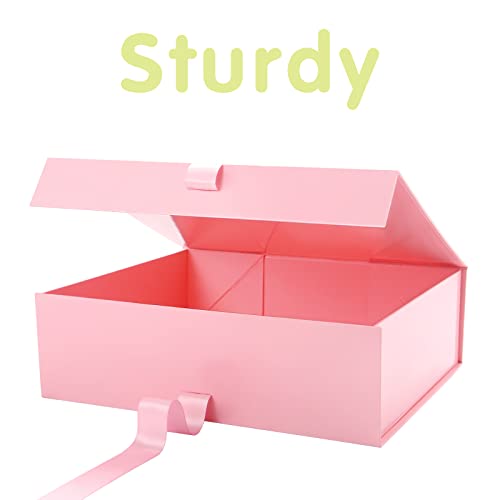 Happy Potato Extra Large Gift Box With Lids, 16.3X14.2X5 Inches, Big With Ribbon, Pink, Large For Clothes And Large Gifts (Glossy Pink) #TOP3