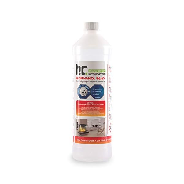 Höfer Chemie 15 x 1 L FLAMBIOL® Bioethanol 96,6% Premium für Ethanol Kamin, Ethanol Feuerstelle, Ethanol Tischfeuer und… – Bild 5