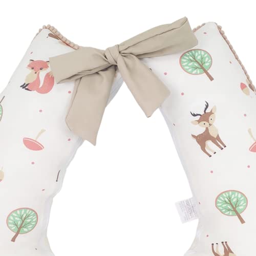 Capa De Almofada Para Amamentação Bebê Bosque Encantado Caqui