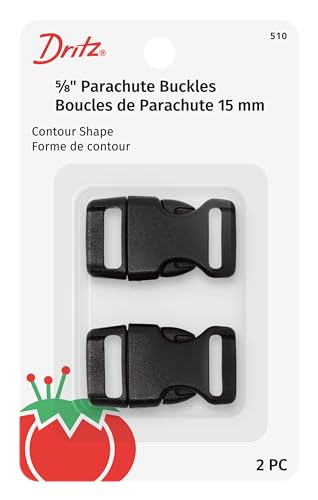 Dritz 510 Contoured Parachute Buckle for 5/8-Inch Strap, Black 2-Count