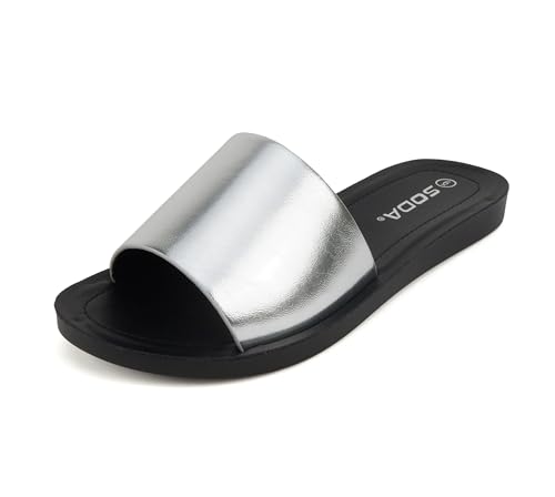 Image of Soda Shoes Efron-S Women Flip Flops Basic Plain Slippers Slip On Sandals Slides Casual Peep Toe Beach