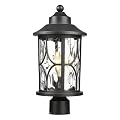 zeyu 17 Inch Black Outdoor Post Lights, Modern Exterior Pole Light, Lamp Posts Outdoor Lighting for Garden Patio, Die-Cast Aluminum with Clear Water Ripple Glass, ZX48MP-WG BK