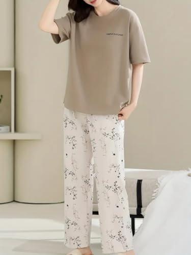 Image of Louis Luxe Womens Korean Night Dress || Full Pyjama Set || Korean Nightsuit ||Women Nightwear ||Round Neck Full Sleeve Nightsuit || Loungewear || Everyday Nightdress (ND-12)