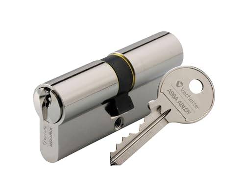 Vachette Cylindre de Serrure Mécanique FIRST pour Porte - Double Entrée 30x60mm - Mécanisme 5 Goupilles Sécurisé - 3 Clés - Installation Facile - Garantie 2 Ans - Finition Nickelée