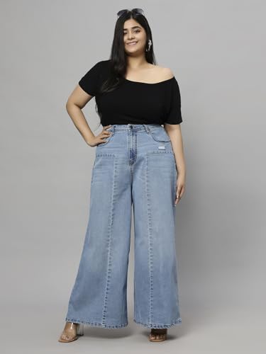 Image of TURNING BLUE Extra Wide High Rise Stretchable Plus Size Jeans for Women
