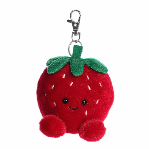 Aurora Adorable Palm Pals Juicy Strawberry Clip-On- Fun Collectible Plush for Kids and Adult Collectors - Perfect for Backpacks and Birthday Gifts - Red 4 Inches