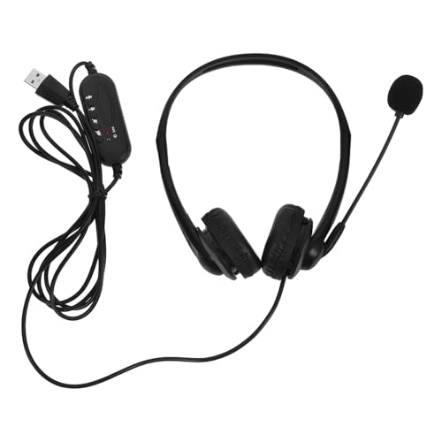ULDIGI Auriculares Supraaurales con Micrófono USB, Reducción de Ruido, Cableados, Diseño Negro, para Oficina, Llamadas y Seminarios Web, Auriculares para Computadora y Centro de Llamadas