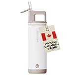 GROSCHE Alpine Flip 'N Sip 20oz Insulated Water Bottle - Stainless Steel, Leakproof Flask with Straw, Perfect for Gym, Travel & Outdoor Use, Canadian Brand! - 20 fl. oz, Cream White