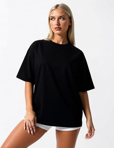 4 Pack Oversized T Shirts for Women Short Sleeve Crewneck Loose Fit Workout Tees Casual Basic Tops — view 4