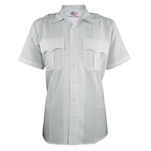 First Class Polycotton Short Sleeve Uniform Shirt (White) Medium