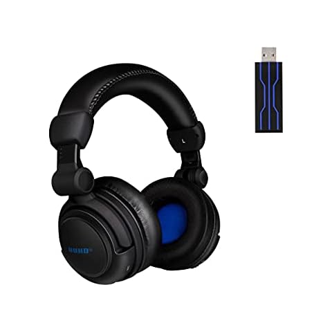 HUHD Wireless Gaming Headset for PS4,PS5,PC and Switch - 7.1 Surround Sound Vibration Wireless Headphones for PlayStation 5 with Detachable Microphone, 3.5mm Wired for Xbox, Xbox Series X/S, Black Cover