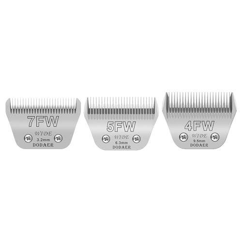 Image of Dog Grooming Wide Blades Set,Compatible with Andis,Oster A5,Wahl KM10 | Cut Length 1 /8 inch(3.2mm) to 3 /8 inch(9.5mm) ,Include 7FW+5FW+4FW,3 Pack