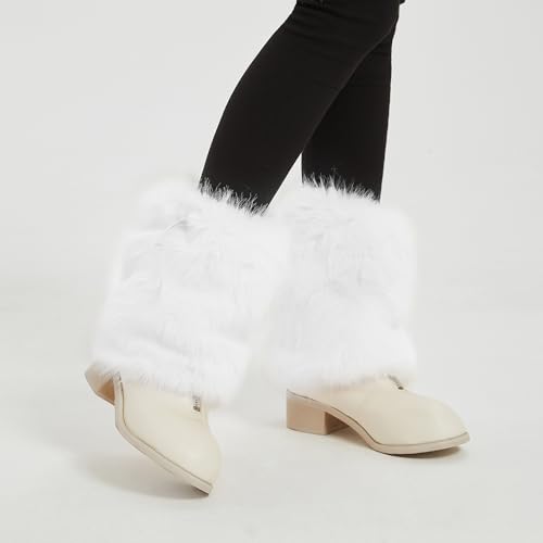 Image of Fur Leg Warmers Furry Faux Fur Winter Leggings Boot Cuffs Toppers for Women
