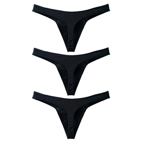 Komergave 3PCS Herren-Tanga Atmungaktive Baumwolle Herren String Tanga Unterwäsche Herren Tanga Slips (L)