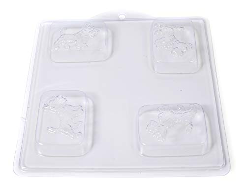 World Of Moulds 4 Cavity Scottie Dog Soap/Bath Bomb Mould Mold M149 x 5