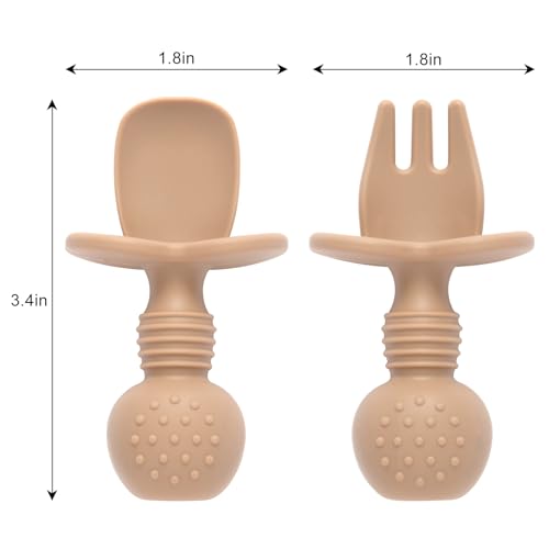 Image of Eascrozn Silicone Baby Feeding Set, 2 Pack Divided Baby Plates with Suction, 2 Pack Spoons and Forks Set, BPA Free, Baby Led Weaning Supplies for Toddler Utensils Baby Feeding Essentials