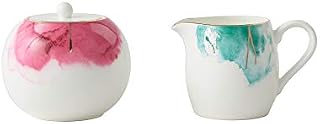 Amazon Brand - Umi Premium Porcelain Teapot (Gold Rim Cream & Sugar Set)