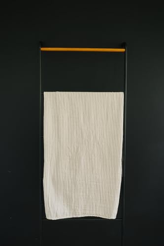 Image of Mebie Baby Taupe Stripe Muslin Swaddle, Modern and Neutral Swaddle Blanket for Baby Girl or Boy, Soft Baby Blankets, Newborn Swaddle Blanket, 0-3 Month, Comfy Wrap, Baby Essentials & Gifts