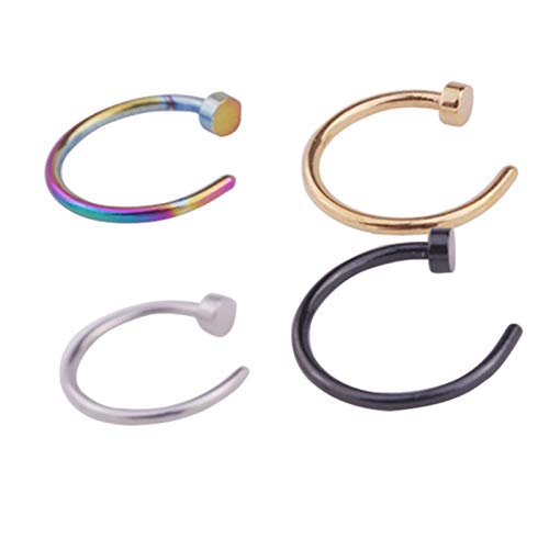 Sanwood Fake Nose Rings,Punk 4 Pcs Fashion Stainless Steel Lip Nose Septum Ring Body Piercing Jewelry #TOP8