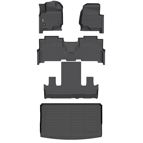 Binmotor-Floor Mats & Cargo Liner for for Expedition Max 2021-2025 (Only for 7 Seats, with 2nd Row Bucket Seat), Expedition Max Active丨Platinum丨King Ranch, TPE All Weather Car Mats Accessories