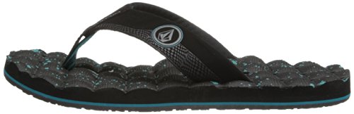 Image of Volcom Men's Recliner Sandals - Water-Friendly Flip Flops with Recliner Comfort Foam Footbed, Black Combo, 10