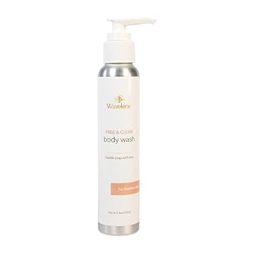 Waxelene Body Wash, Free And Clear, Travel Size, 3.3oz, 100ml, For Sensitive Skin Safe, eczema, psoriasis, dermatitis, biodegradable, reef safe