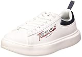 100% Polyurethan Trussardi Jeans by Trussardi Herren Yrias Pu Gymnastikschuh, White/Navy Blue, 44 EU