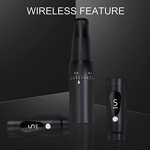 Guapa Black Permanent Makeup Machine Rotary Brow Tattoo Machine With 2Pcs Batteries 5 Speed Led Display Low Noise With 10Pcs Needle Cartridges (Black Machine+10Pcs Needles) #TOP6