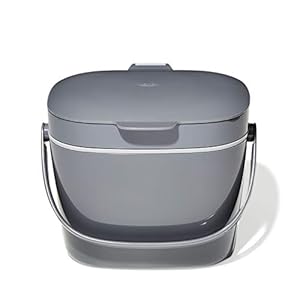 OXO Good Grips EASY-CLEAN COMPOST BIN – CHARCOAL – 1.75 GAL/6.62 L, Plastic, 8.3″L x 10.15″W x 12″H