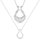 Emily C Ring Holder Necklace - Stainless Steel Necklace with Sterling Silver Finish - Engagement Gift for Doctors & Nurses - Silver Jewelry for Mom or Grandmother - Drop