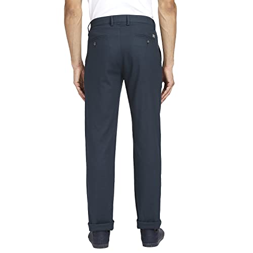 Image of Colorplus Men's Cotton Blend Solid Piece Dyed Pattern Tailored Fit Flat Front Casual Trouser