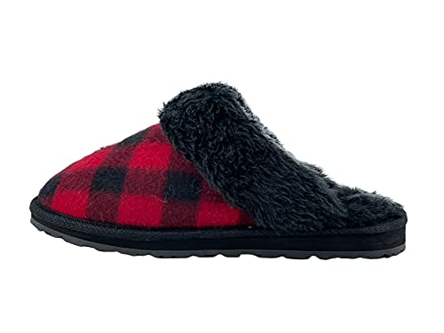 Image of Clarks Womens Open Back Suede Leather Comfort Clog Slipper JMS0583C - Plush Faux Fur Trim - Indoor Outdoor House Slippers For Women