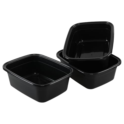 El Mejor Listado de Juegos de lavabo y WC - los más vendidos. 43 Innouse Juego de 3 Lavabos de Plástico de 16 Cuartos, Tina Rectangular, Color Negro