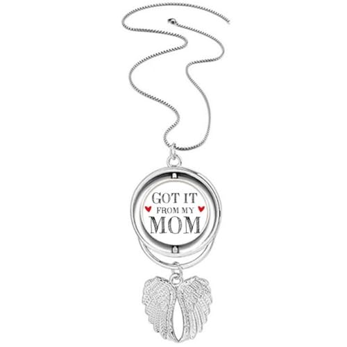 Collier ailes d'ange rotatif : bijou d'exception gravure maman