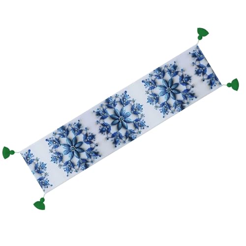 Chemin de table imprimé bleu flocon de neige lavable protégeant votre table basse - 3