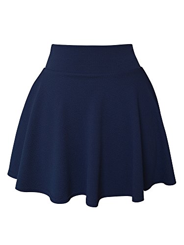 SYEEGCS Falda Mini Corta para Mujer Elástica Plisada Básica Estilo Patinador Multifuncional - Armada