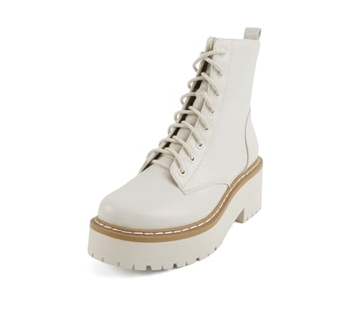 Image of Soda FLING Women Chunky Lug Sole Lace up Fashion Combat Ankle Boot w /Side Zipper