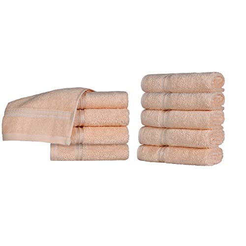 Superior Face Towel Set, Egyptian Cotton, Peach, 10-Piece, 33x35.6x5.0999999999999996 cm