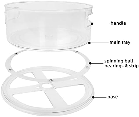 Semlos Lazy Susan Turntable Cupboard Organizer, Multifuctional Spice Rack for Kitchen Storage, Revolving Condiment Holder, Sturdy Storage Drawer Units 9" Transparent