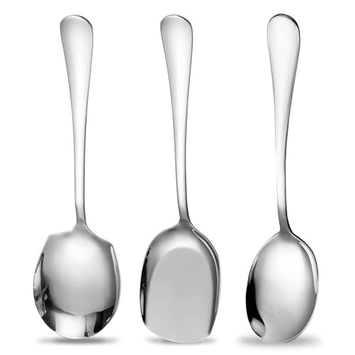 GWAWG Cucchiai da portata grandi, 3 pezzi, in acciaio inox, con manico lungo, cucchiaio da zuppa, utensile da cucina, per servire cucina, ristorante, banchetto, GE-SSBSS-3