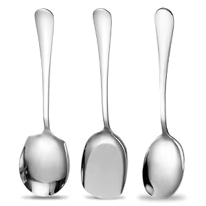 GWAWG 3 Pcs Stainless Steel Large Serving Spoons with Long Handles – For Serving Soup, Cooking and Restaurant Use