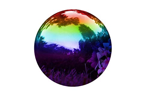 Kanff Gazing Ball Durable Stainless Steel Rainbow Ball, Home Gazing Globe Mirror Ball