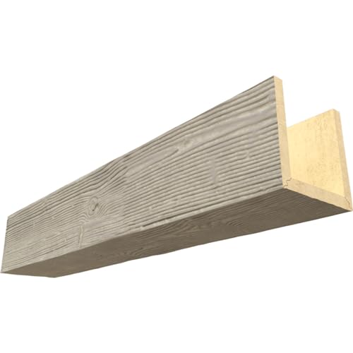 6"W x 4"H x 10'L 3-Sided (U-Beam) Sandblasted Endurathane Faux Wood Ceiling Beam, Cashmere