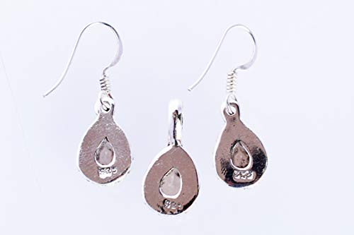 Juego de joyas de cuarzo ahumado mujer plata de ley 925 pendientes hipoalergénicos gemas 5