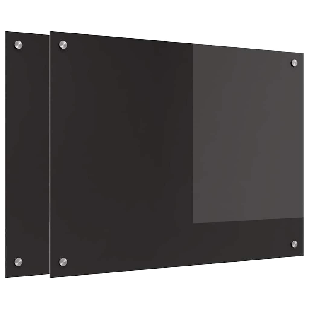 Generisch Küchenrückwand 2 pcs Schwarz 80 x 60 cm Gehärtetes Glas,Heim Garten,Küche Esszimmer,Küchenhelfer -utensilien-3415547