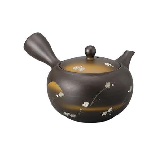 エールネット(Ale-net) 急須 ポット 18×15×9cm 430cc 黒泥勿忘草急須(さわやかアミ) 陶器(土物) 常滑焼 日本製 おしゃれ