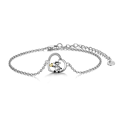 VONALA Pulsera de vaca de plata de ley 925 con diseño de animales, regalo de cumpleaños para mujeres y niñas Cover