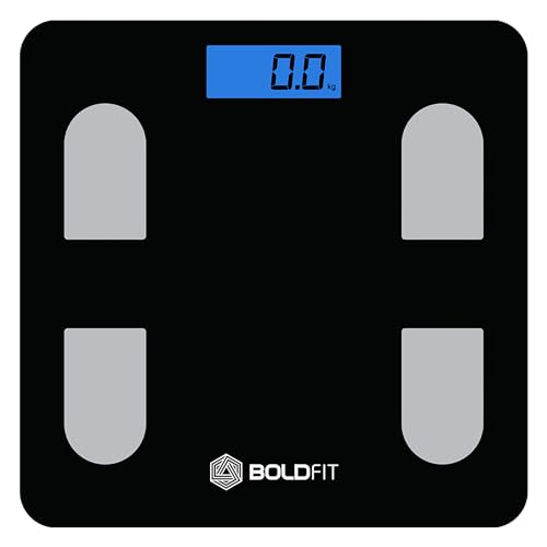 Boldfit Weight Machine for Body Weight Machine Digital Bathroom Scale for Human Body Weight Measurement Extra Thick Weighing Scale with LCD Display 36Months Warranty, Black,Max Weight 180Kgs (Image - 1)